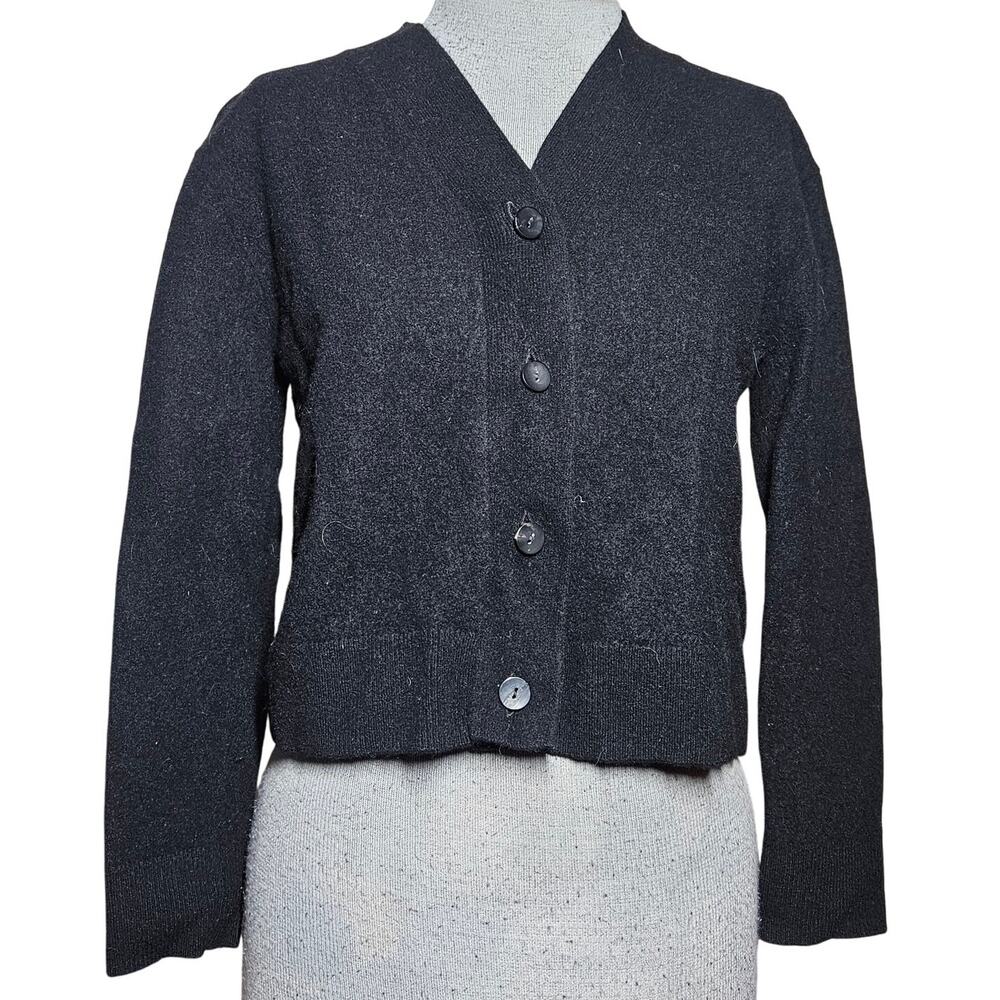 Black Wool and Cashmear Cardigan Sweater Size Medium